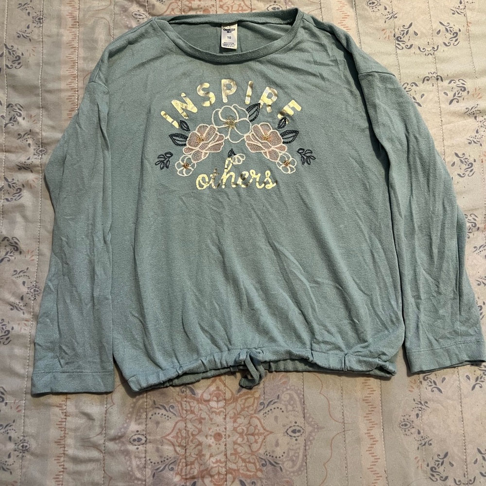 🌿 Girls “Inspire Others” Long Sleeve Top — Size 10 🌼
